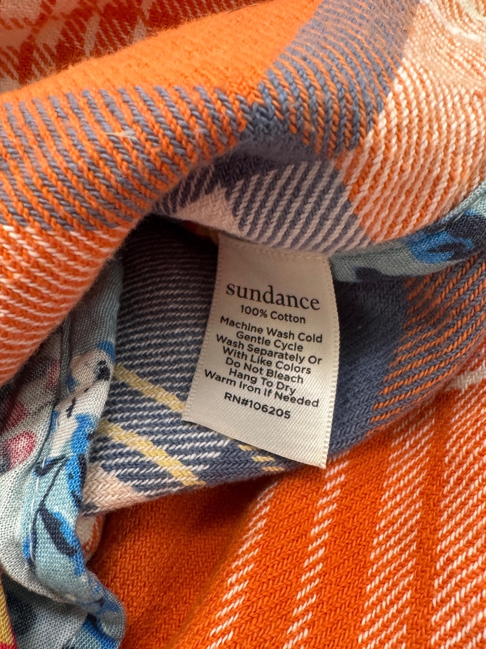 Sundance Women’s Petite Large Lorelei Plaid Flannel Shirt Dress Blue Orange - Picture 7 of 7